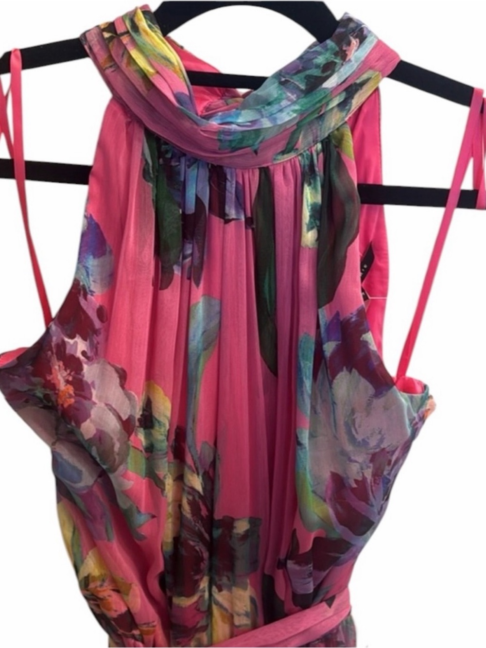 Alex Marie Floral Halter Ruffle Maxi Dress - Pink - Picture 3 of 5